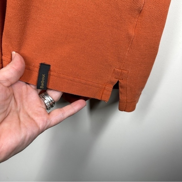 Barbour Mens Classic Cotton Polo in Burnt Orange XL - Picture 4 of 10